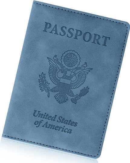 Passport Holder for Travel Essentials,RFID Blocking Passport Cover Wallet Card Case for Women and Men (Navy Blue)