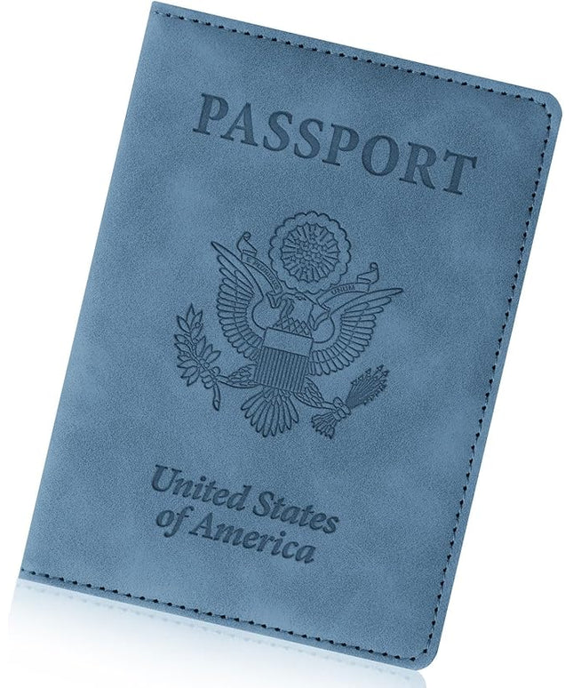 Passport Holder for Travel Essentials,RFID Blocking Passport Cover Wallet Card Case for Women and Men (Navy Blue)