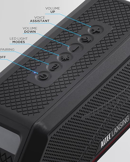 Altec Lansing Magnetic Bluetooth Speaker HYDRAJOLT 2.0, Waterproof IP67, 12W Output Power, 16H Battery, Multicolor LED, 100ft Wireless Range, Voice Assistant, USB-C Quick Charge