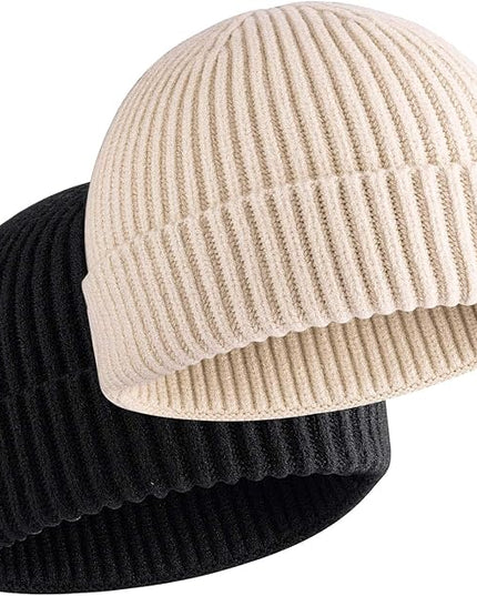 50% Wool Warm Cuffed Swag Knit Short Fisherman Beanie for Men Women Winter Hats Trawler Skull Cap