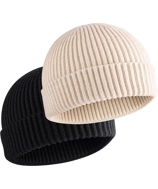 50% Wool Warm Cuffed Swag Knit Short Fisherman Beanie for Men Women Winter Hats Trawler Skull Cap