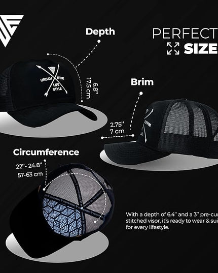 Urban Effort Mesh Back Cap - for Men and Women Baseball Hat 5-Panel Trucker Hat - Great Snapback Closure for Hunting & Hiking