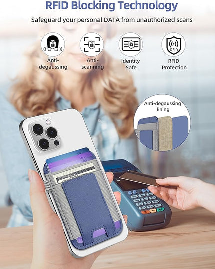 ExtreLife for Magsafe Wallet, Strongest Magnetic Wallet for iPhone 17/16/15/14/13/12 Series, Magnetic Card Holder with 2 Card Slots, RFID Blocking, Slim, Vegan Leather, Hold 7 Cards, Purple