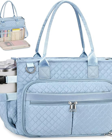 FIORETTO Teacher Tote Bag for Women with Laptop Compartment, Large Cup Holder, Zip Closure, Ideal for Work, Bible, Nurse
