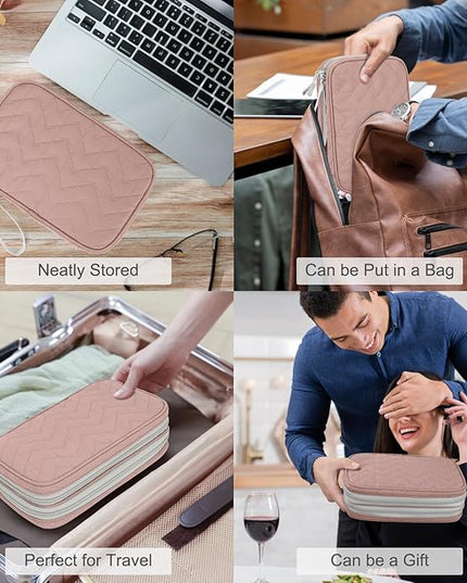 FYY Electronic Organizer, Large Travel Cable Organizer Bag Pouch Electronic Accessories Carry Case Portable Waterproof Double Layers All-in-One Storage Bag for Cable, Cord, Charger, Pattern Pink