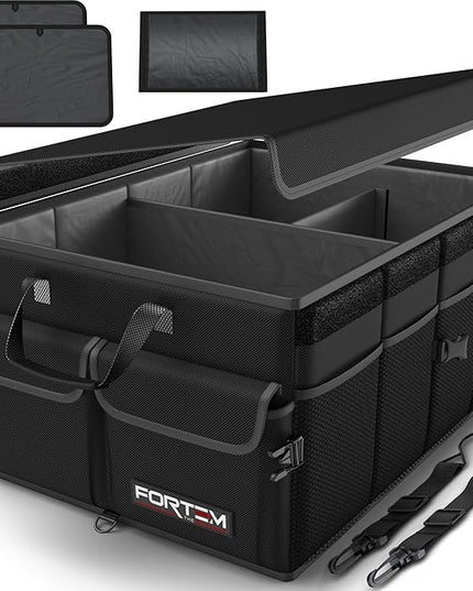 FORTEM Trunk Organizer For SUV Car Trunk Organizer, Foldable Storage, Car Accessories for Women Men, Collapsible Bag, Perfect Christmas Gifts, 600D Oxford, Non Slip Bottom, Straps, Soft Cover (65L)