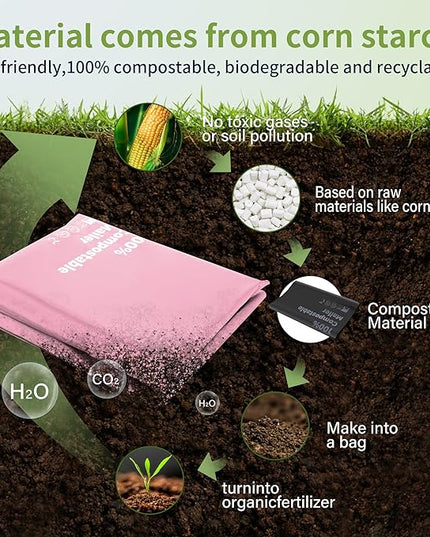 100% Compostable 10x15 inch Shipping Bags with Self Seal Waterproof Shipping Mailers with Eco Friendly Packaging Envelopes Supplies Mailing Bags BPI Certified Pink, 50 Counts