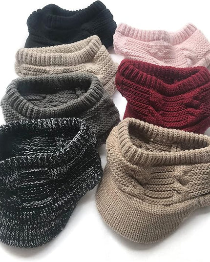 XYIYI Beanie Tail Winter Warm Knit Messy High Bun Ponytail Hats Visor Beanie Cap
