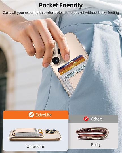 Upgraded for Magsafe Wallet, Strongest Magnetic Wallet for iPhone 17/16/15/14/13/12 Series, Magnetic Card Holder with 2 Card Slots, RFID Blocking, Vegan Leather, Fit 7 Cards, Desert Titanium Gold