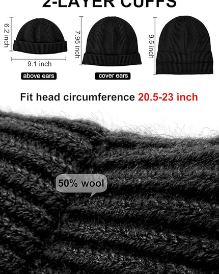 vidsel Thin Wool Fisherman Beanie Hat for Men Women Fall Winter,Short Knit Cuffed Fashion Trawler Skull Cap,Watch Cap