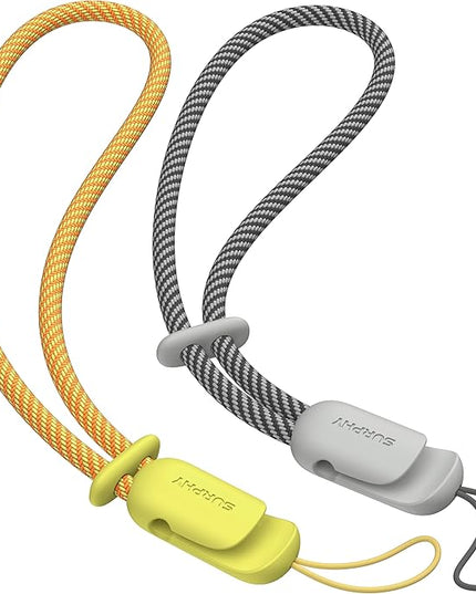 SURPHY 2 Pack Phone Lanyard for Cellphone Case, Phone Wrist Strap for Case, Cellphone Strap with 2-Color Braided, Charm Wrist Lanyard for Women and Men, Yellow & Gray