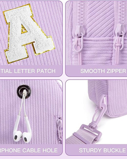 Viverte Small Corduroy Sling Bag Initial Crossbody Bag Fanny Pack for Girls Personalized Birthday Gifts for Teen Girls Gifts