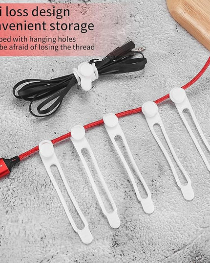 25 Pcs Silicone Cable Ties, Reusable Cable Straps Wire Organizer, Cable Management Cord Organizer for Fastening Earphone Phone Charger Home Office Desk Kitchen Appliances Cable Cords Wires