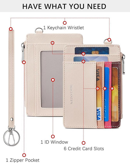 BOSTANTEN Small Wallet For Women RFID Leather Credit Card Holder Slim Wristlet Keychain Wallet With Zipper Pocket