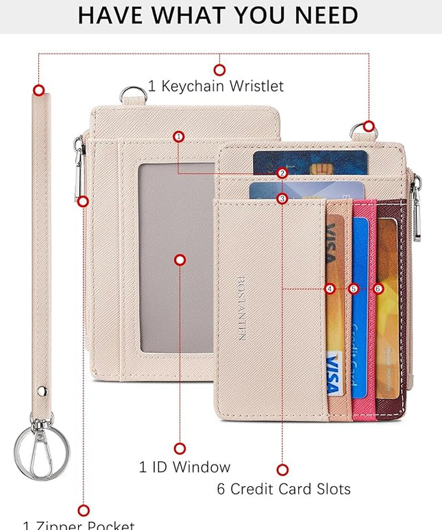 BOSTANTEN Small Wallet For Women RFID Leather Credit Card Holder Slim Wristlet Keychain Wallet With Zipper Pocket