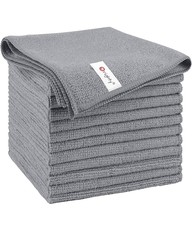 Orighty Microfiber Cleaning Cloth, 12 Pack Microfiber Towels for Cars, Highly Absorbent Car Cleaning Supplies, Lint Free Cloths Clean Rags for Car Care, House, Kitchen, 12x12 inch, Grey