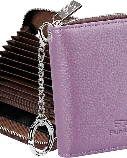 FurArt Zipper Wallet Women, RFID Blocking Credit Card Wallet, Business Card Holder, Compact Size KeyChain Wallet