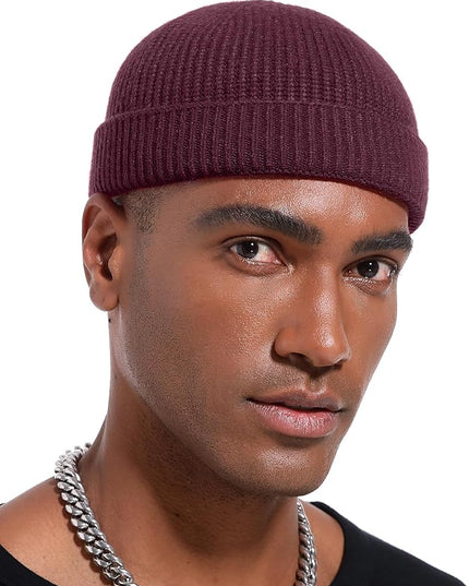 vidsel Thin Wool Fisherman Beanie Hat for Men Women Fall Winter,Short Knit Cuffed Fashion Trawler Skull Cap,Watch Cap