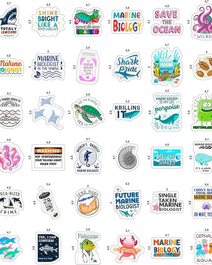 100Pcs Marine Biology Stickers for Scrapbooking, for Luggage, for Water Bottle - Marine Biology Party Supplies & Decorations - Ocean Life Stickers and Decals - Gifts for Women & Men