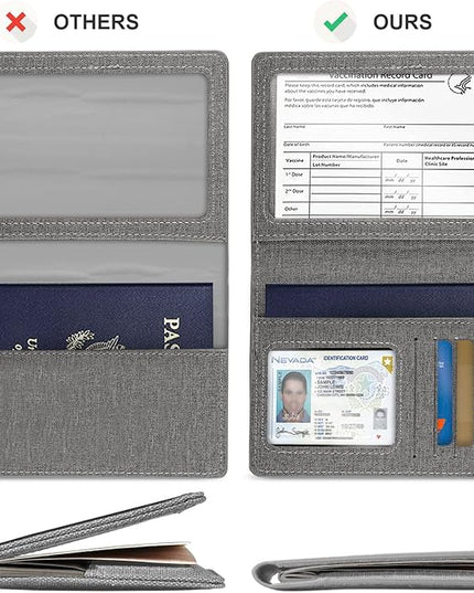 Vaccine Card Holder,Passport Cover (Gray)