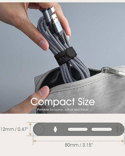 20Pcs Nearockle Reusable Cable Ties, Adjustable Silicone Cord Organizer Small Zip Ties for Charging Cords Earphone Computer Wire, Office Desk Cable Management Travel Accessories(Black)