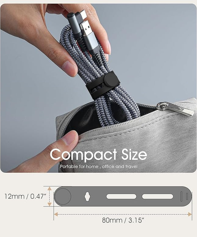20Pcs Nearockle Reusable Cable Ties, Adjustable Silicone Cord Organizer Small Zip Ties for Charging Cords Earphone Computer Wire, Office Desk Cable Management Travel Accessories(Black)