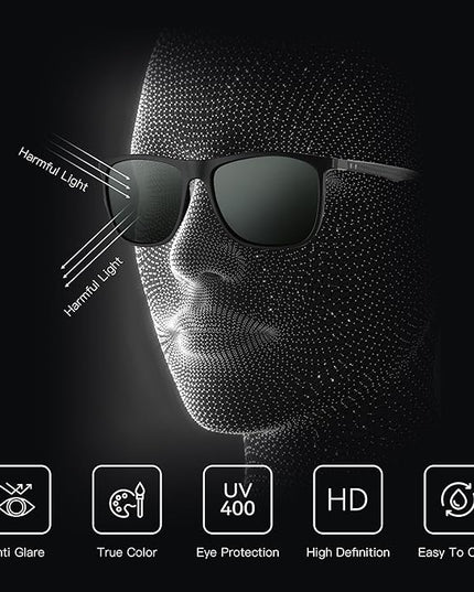 ZENOTTIC Square Polarized Sunglasses for Men Ultralight Carbon Fiber Sun Glasses Driving Fishing Golf Sports UV400 Protection