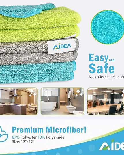 AIDEA Microfiber Cleaning Cloth-150PK, Soft Microfiber Towels for Cars, Absorbent Cleaning Rags, Lint-Free Streak-Free Wash Cloths for House, Kitchen, Window(12in.x12in)