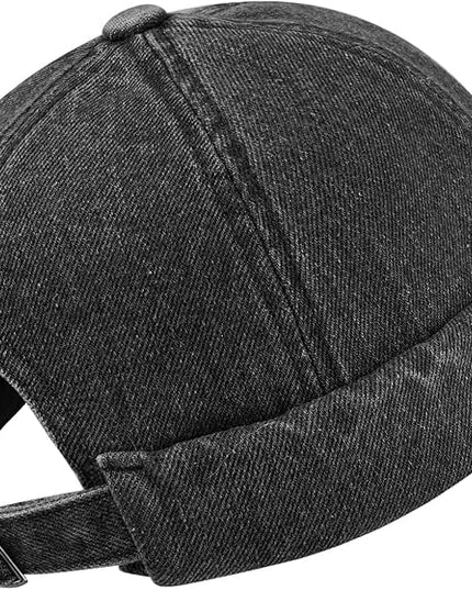 Croogo Denim Docker Hat Fashion Brimless Beanie Hat Retro Worker Skull Cap Rolled Cuff Sailor Cap Hip Hop Dancing Watch Cap
