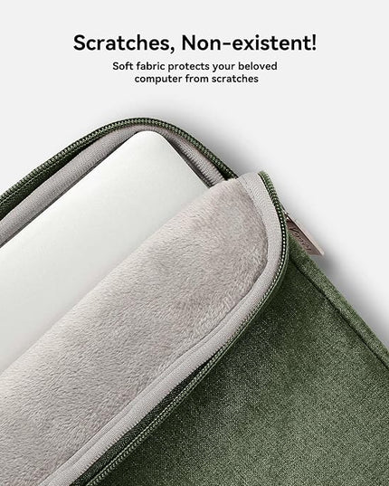 Voova Laptop Bag 17 17.3 Inch Water-resistant Laptop Sleeve Case with Shoulder Straps & Handle, Computer Case Cover Slim Briefcase Compatible with 17-18” Hp Dell Asus Acer, Army Green