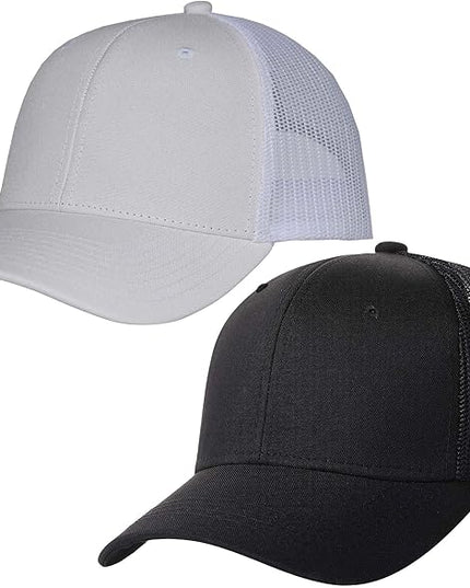 TSSGBL 2 Pack Snapback Trucker Baseball Hats Mesh Back Adjustable Blank Ball Caps for Men Women