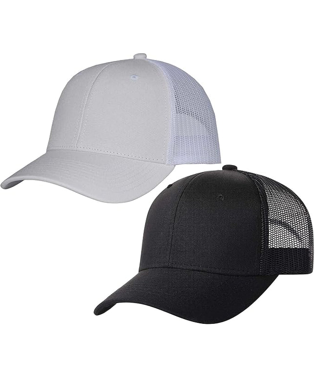 TSSGBL 2 Pack Snapback Trucker Baseball Hats Mesh Back Adjustable Blank Ball Caps for Men Women