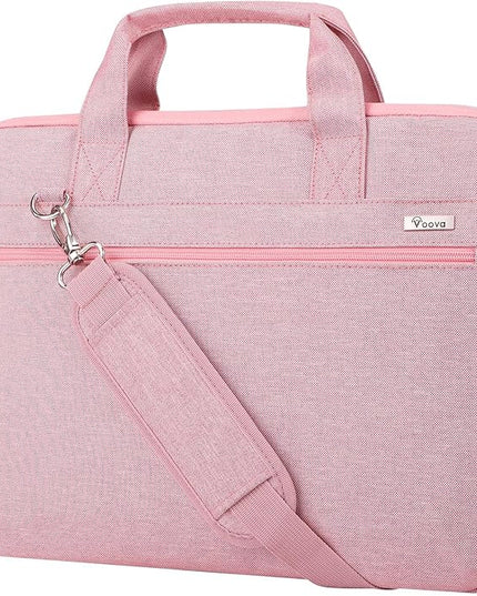 Voova Laptop Bag 13-14 Inch, 360° Protective Laptop Case Sleeve with Shoulder Strap Compatible with Macbook Air 13, MacBook Pro 13/14, Waterproof Computer Bag Slim Briefcase for Men Women, Pink