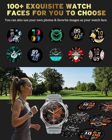 Fitness Smart Watch for Men Women, Bluetooth Calling & 1.8" AMOLED, SpO2/Heart Rate/Sleep Tracker, 100+ Workout Modes, IP67 Waterproof, 7+Day Battery, iPhone Android Compatible (Gray)