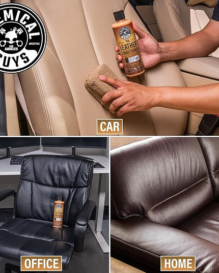 Chemical Guys Leather Cleaner and Conditioner Kit - 2 Bottles (4 oz Each), Car Cleaner and Conditioner, Safely Cleans & Conditions Leather Car Interiors, Furniture, Shoes, Boots, Bags, Apparel & More