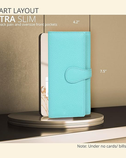 Real Leather Women Wallet Leather with RFID Blocking -Trifold Card Holder Designer Ladies Clutch with ID Window Wallets