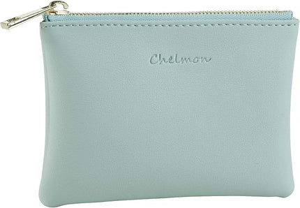 Chelmon Vegan Leather Coin Purse Pouch Change Purse With Zipper For Men Women