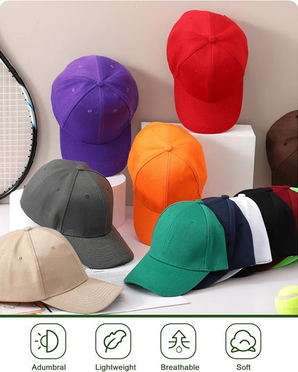 Handepo 24 Pcs Blank Baseball Cap Adjustable Back Strap Plain Blank Camouflage Hat Unisex Baseball Cap for Trucker Men Women