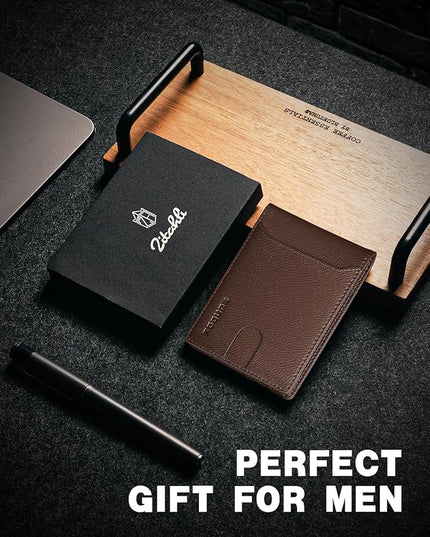 RUNBOX Wallet for Men Slim 11 Credit Card Holder Slots Leather RFID Blocking Small Thin Men's Wallet Bifold Minimalist Front Pocket Large Capacity Gift Box
