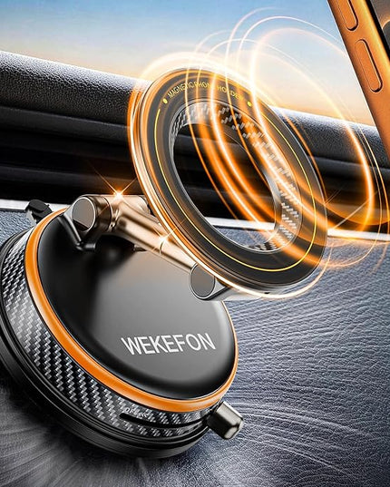 2026 Upgraded Vacuum Magnetic Car Phones Holder for Magsafe [120LBS Ultra Suction Cup & 3000gf Magnet ] 1100° Adjustable Cell Phone Mount for Your Car/Gym/Mirror for iPhone 17 16 15 14 13 12 Series