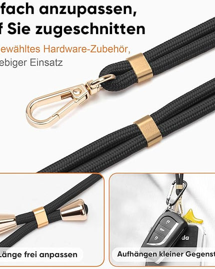 Phone Lanyard Universal Crossbody Cell Phone Strap Anti-Theft Adjustable Neck Lanyard for iPhone 17 Pro Max 2pcs Phone Patchs Tether Pads Apricot Tint