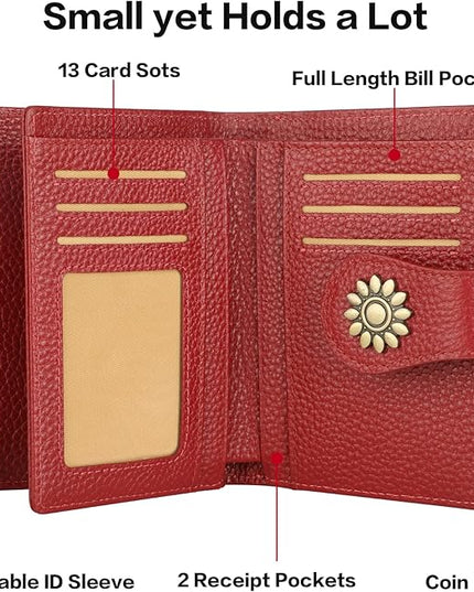 Lavemi Womens Leather Wallet Small Compact RFID Blocking Credit Card Case Purse with Zipper Pocket | Small, Compact, RFID Blocking, Zipper Pocket, Small, Compact
