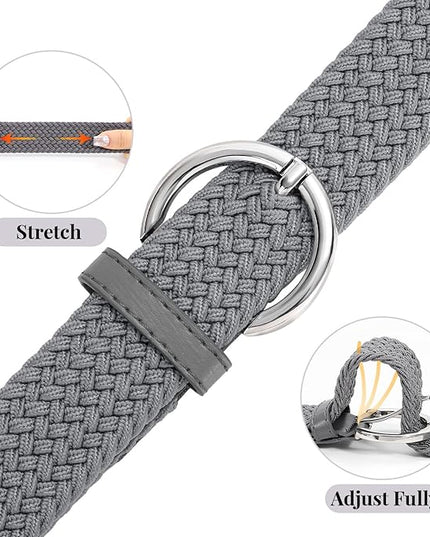 JASGOOD Women Men Braided Woven Elastic Stretch Belt Golf Canvas Casual Belt for Jeans Pants
