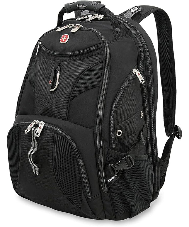 SwissGear 1900 ScanSmart 17” Laptop Backpack Black – Reflective Tech Backpack with ScanSmart Compartment – Multiple Organizer Pockets & RFID Scan Blocking Technology