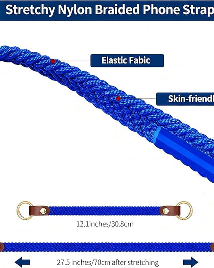Stretchy Phone Lanyard Tether, 2 Pack Phone Leash Anti-theft Phone Strap for Anti-drop Outdoor Hiking Cycling Climbing Universal for Most Cell Phones, Clein Blue