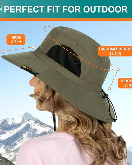 SUN CUBE Wide Brim Sun Hat Men Women, Fishing Hats Sun UV Protection, Mens Hiking Bucket Hat Safari Beach Boonie, UPF 50+