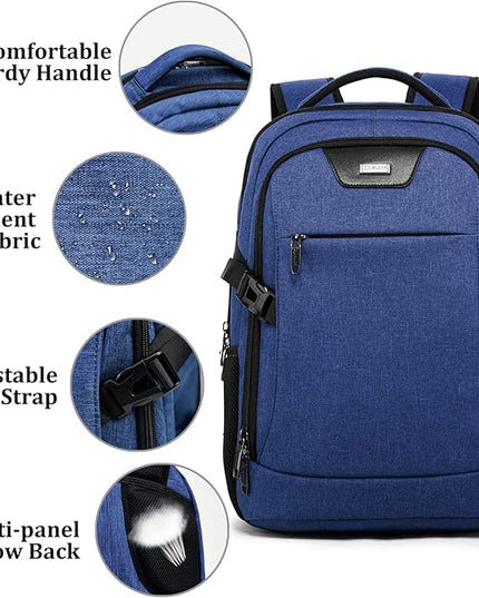 DUALSNG Travel Work Laptop Backpack With USB Charging Port Fits 15.6 15 14 13 Inch Laptop and Notebook Business Anti Theft College Computer Bag Back Pack for Women Men - Navy Blue
