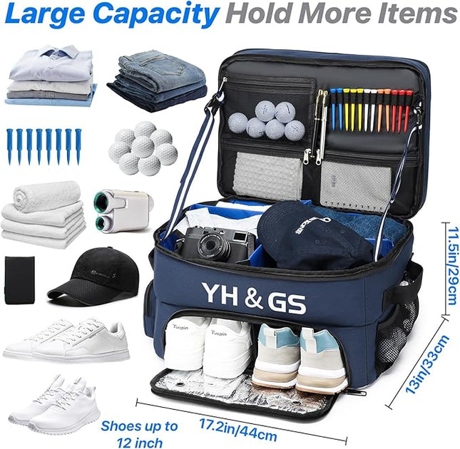 Golf Trunk Organizer, 3 Layer Golf Accessories for Men, 2 Pair Shoes Separate Ventilated Compartment Golf Organizer for Car, Balls, Clothes, Gloves, Accessories Golf Gifts