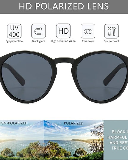 SUNGAIT Classic Vintage Round Polarized Sunglasses for Women Men Retro Style UV400