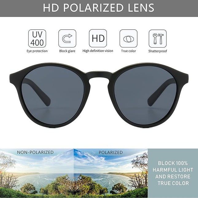 SUNGAIT Classic Vintage Round Polarized Sunglasses for Women Men Retro Style UV400